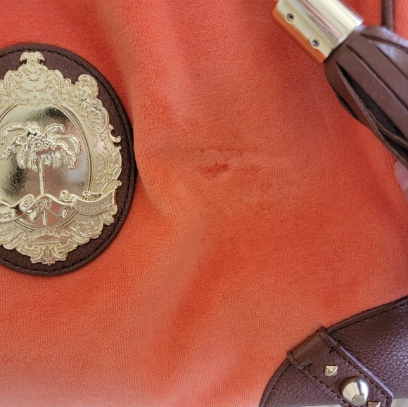Y2K Juicy Couture Velour Daydreamer Malibu Palm Tree Bag in Orange/Brown RARE - Picture 2 of 9